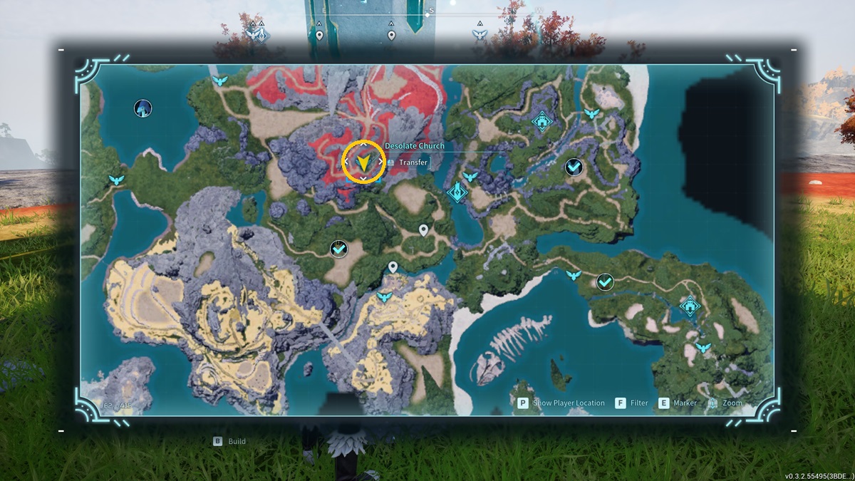 A map that marks the Medal Merchant location in Palworld.