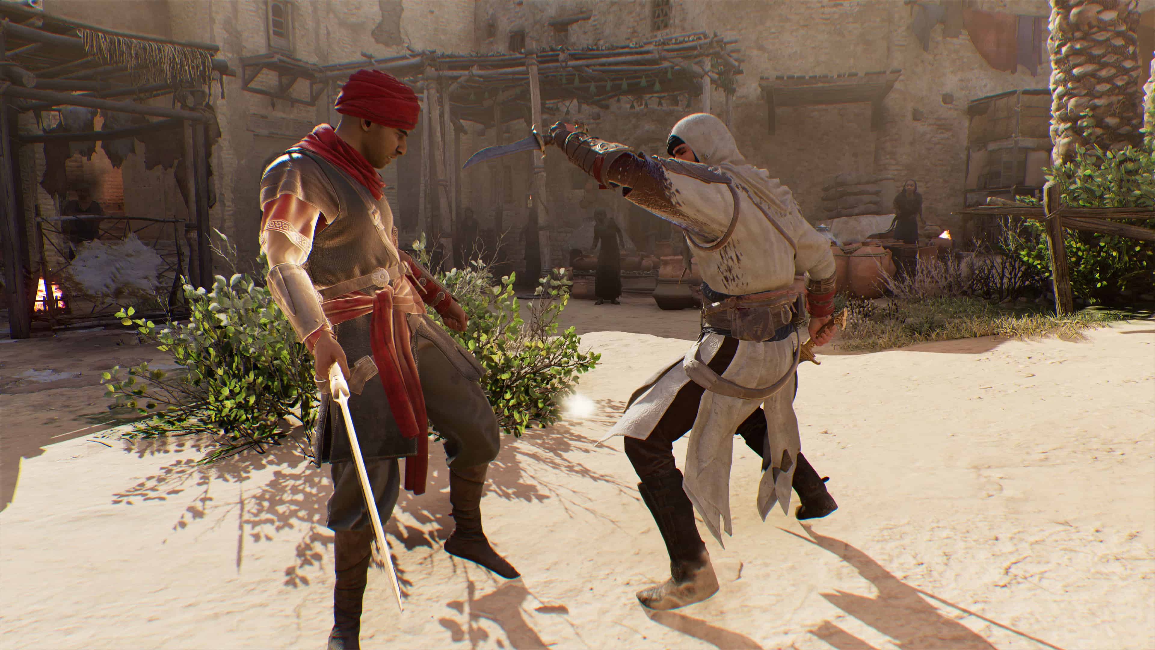 Basim parrys an attack in Assassin's Creed Mirage.