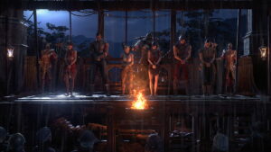 Image of the six playable classes in Path of Exile 2 aligned at a gallows at the class selection screen.