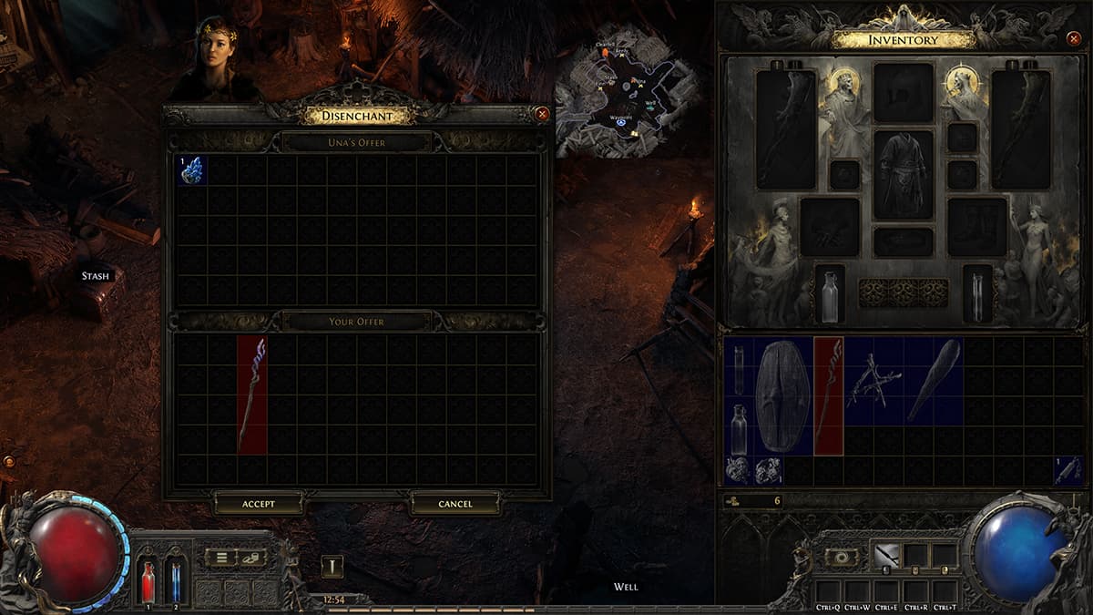 Image of the open disenchant item menu in Path of Exile 2.