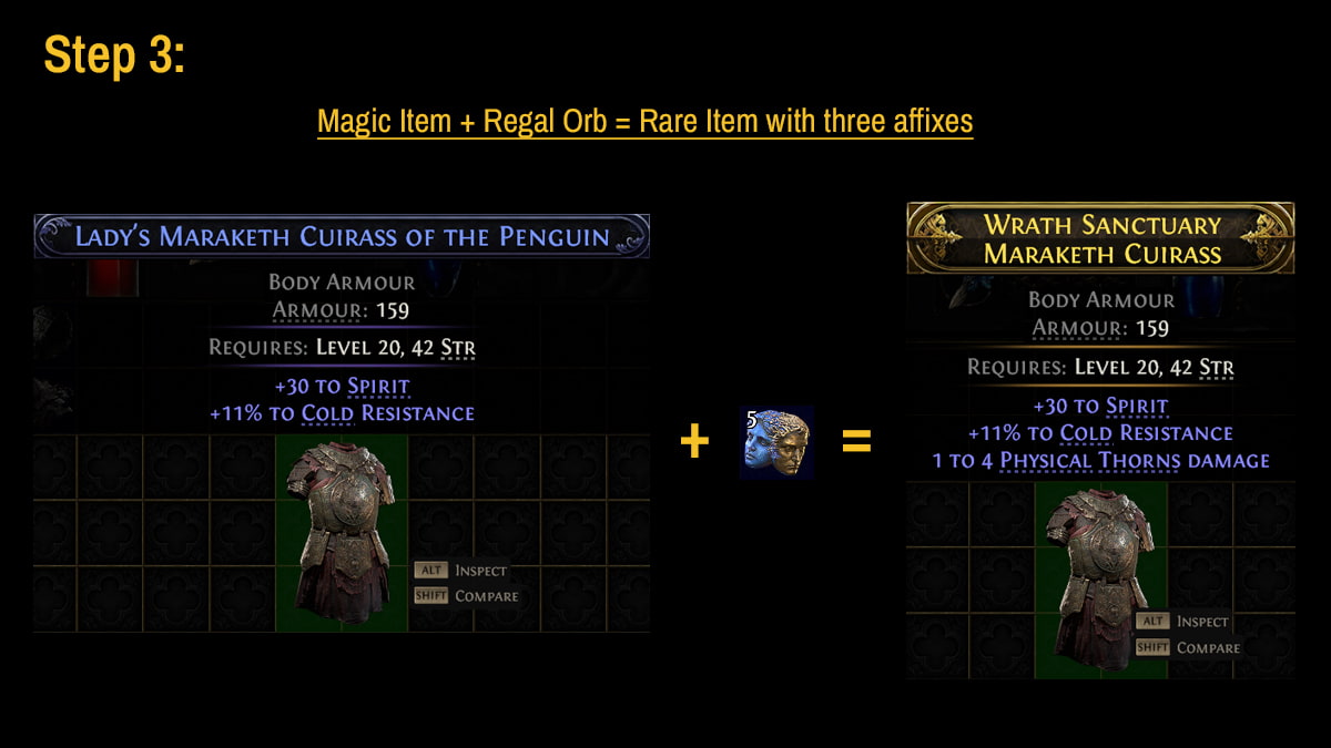 Image of the Step 3 of item crafting process in Path of Exile 2.