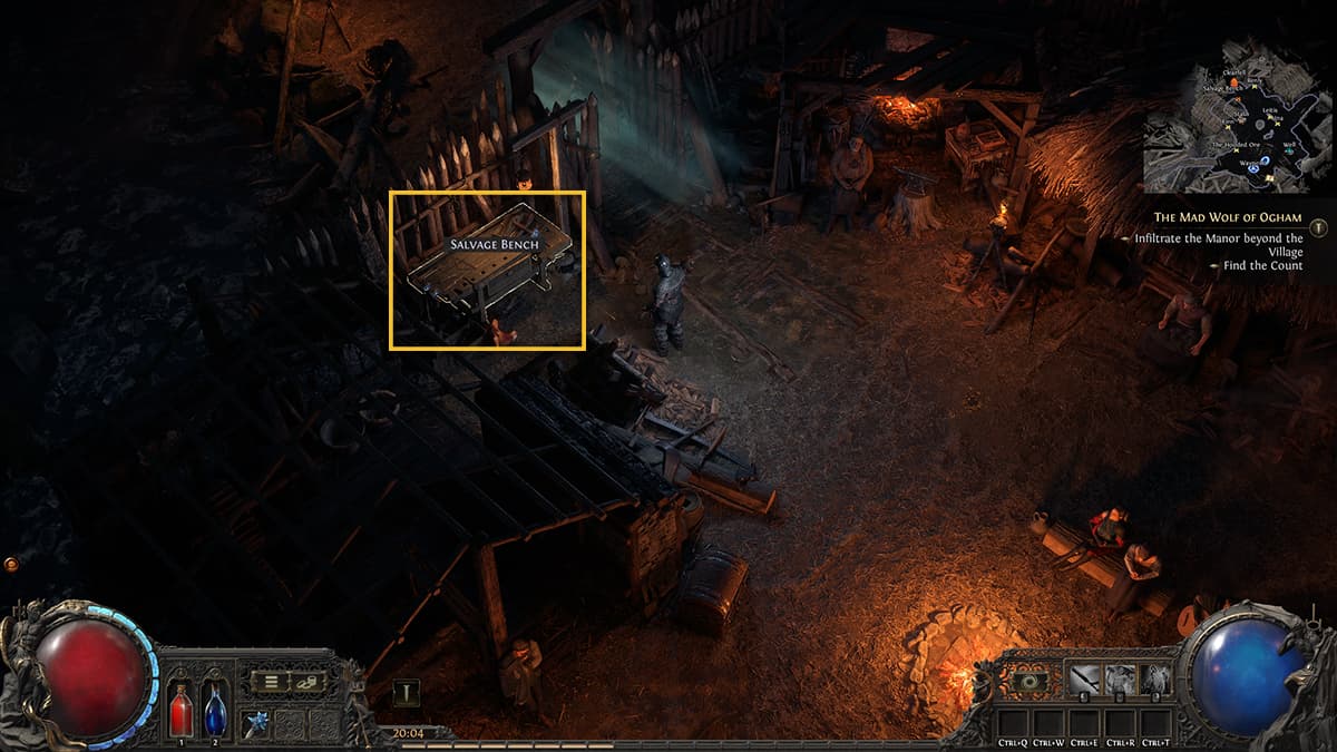 Image of the Salvage Bench in the Act 1 hub of Path of Exile 2.