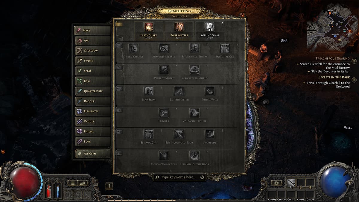 Image of the skill choice window in Path of Exile 2.