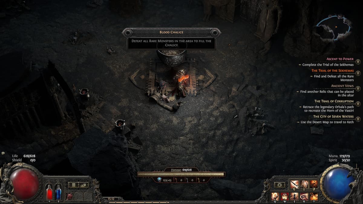 Image of the Blood Chalice challenge in Trial of the Sekhemas in Path of Exile 2.