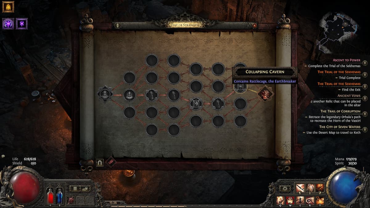 Image of the Trial Map in Trial of the Sekhemas in Path of Exile 2 showing the final boss room.