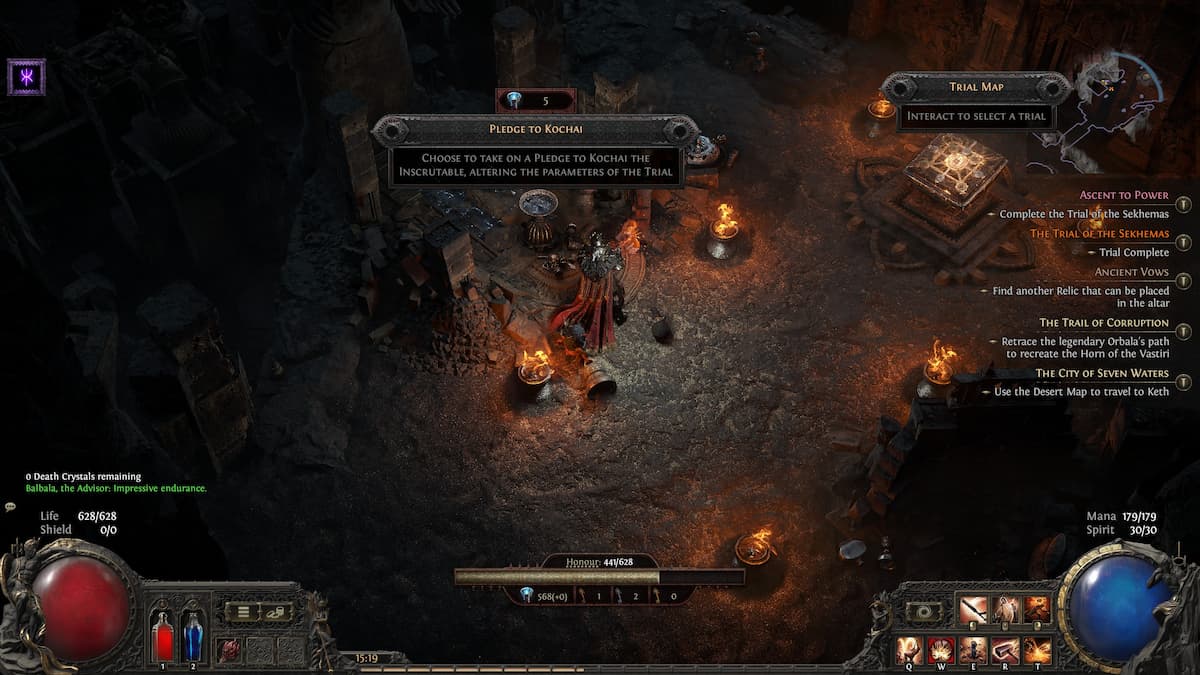 Image of the Pledge to Kochai room reward during Trial of the Sekhemas in Path of Exile 2.