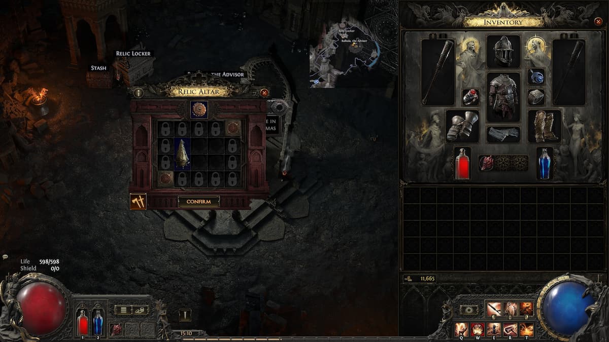 Image of the opened Relic Altar interface in Path of Exile 2.