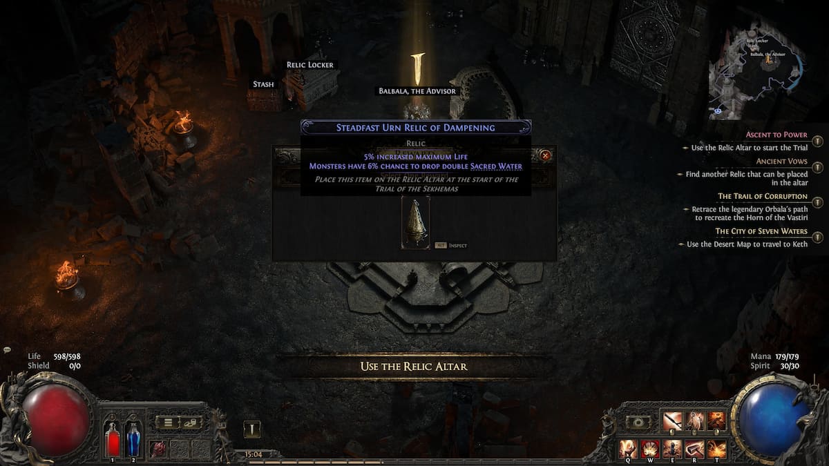 Image of the Relic on offer for Trial of the Sekhemas in Path of Exile 2.
