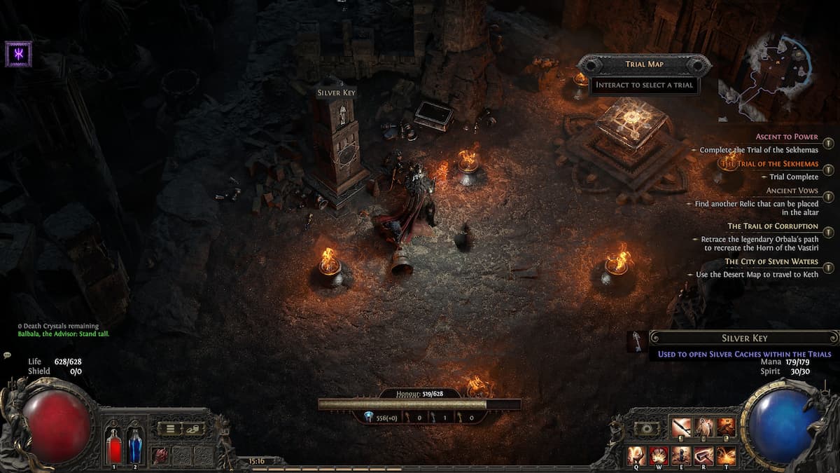 Image of the Silver Key room reward during Trial of the Sekhemas in Path of Exile 2.