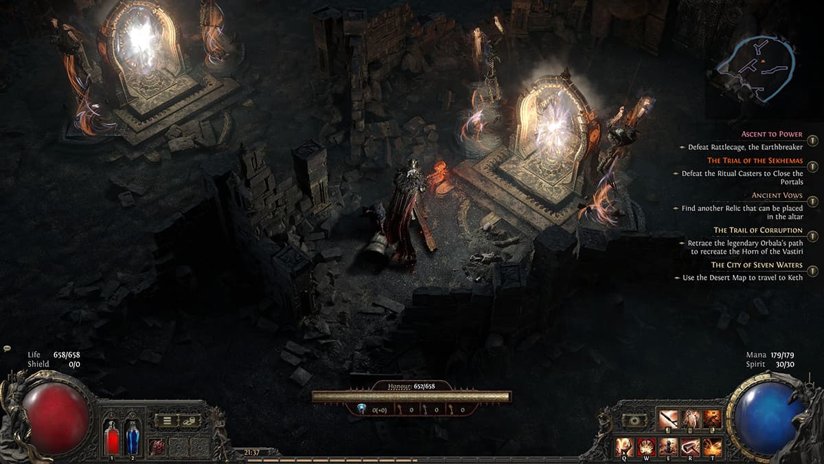 Image of the mirror trial section of the Trial of the Sekhemas in Path of Exile 2.