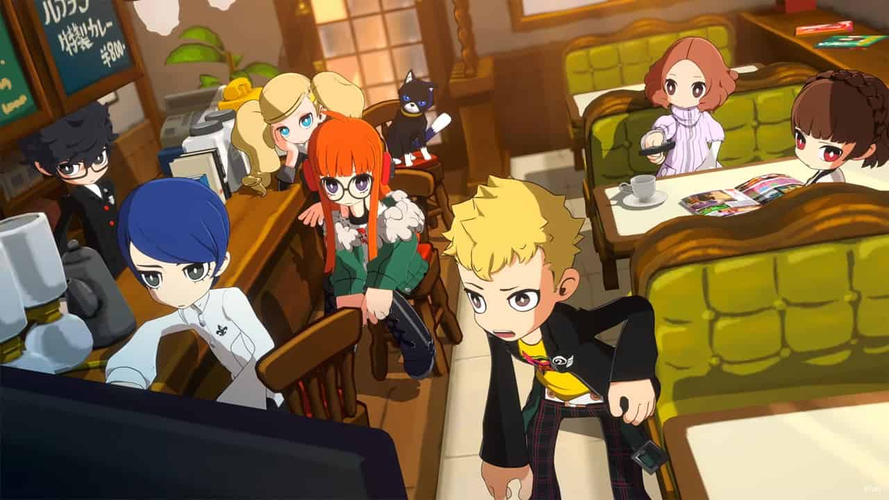 Persona 5 Tactica release date: An image of characters at Cafe Leblanc.