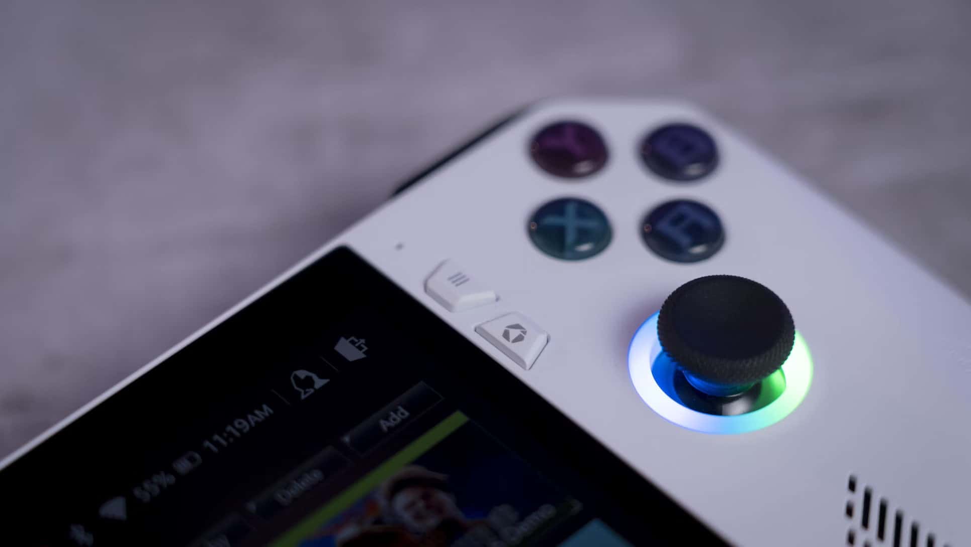 A close up of a gaming laptop controller.