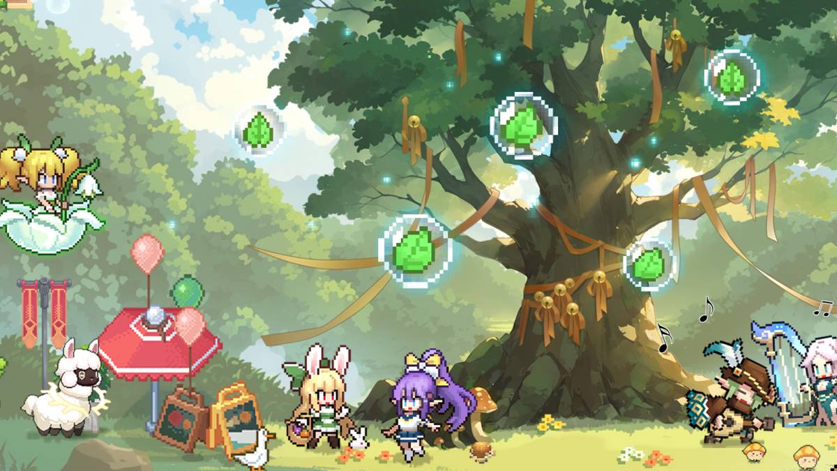 Pixel Heroes codes: heroes gathered in a forest.