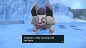a newly evolved Alolan Golem in the Polar Biome.