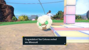A recently evolved Whimsicott in Pokemon Indigo Disk
