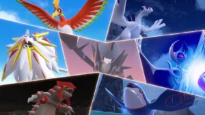 A collage of Pokemon characters in different poses, featuring all Pokemon from the Indigo Disk DLC.