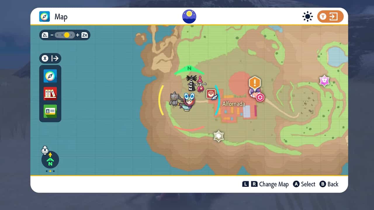 A screenshot of the location of Groudon in Pokémon Indigo Disk.