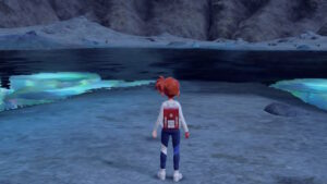 In the secret ending of the Pokemon Indigo video game, a girl is standing in front of a lake.