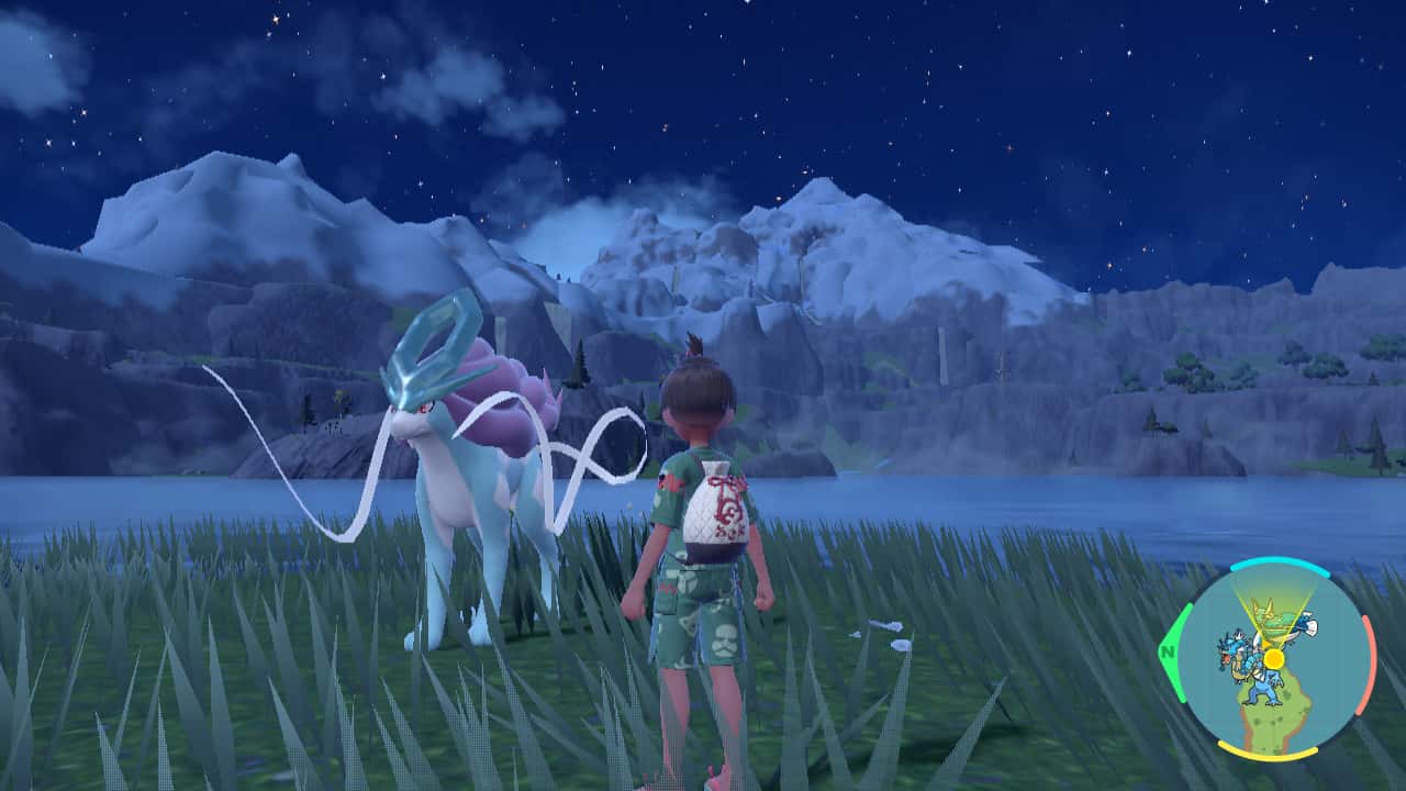 Pokemon Indigo Disk Suicune location: The player standing next to Suicune
