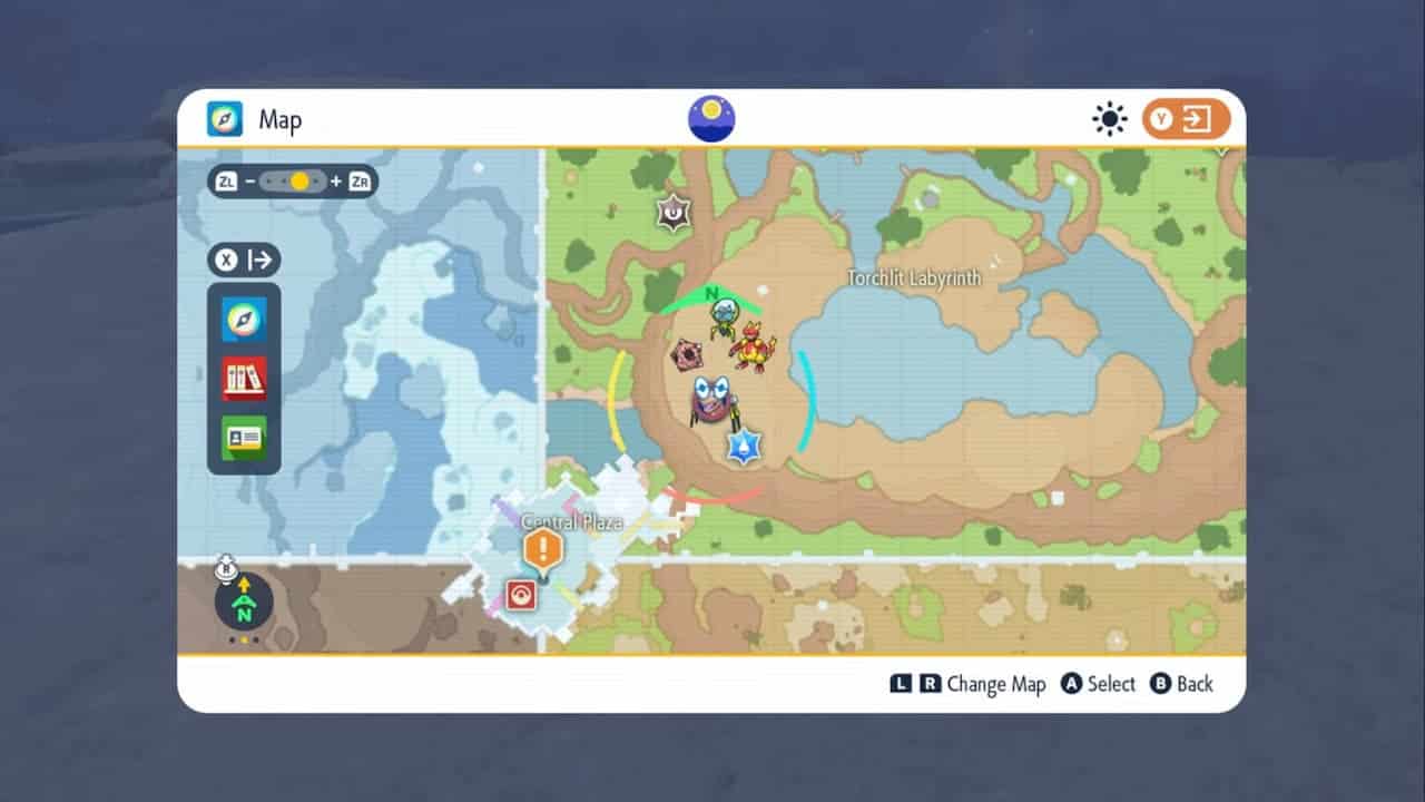 The Torchlit Labyrinth and area surrounding it on the Terarium map.