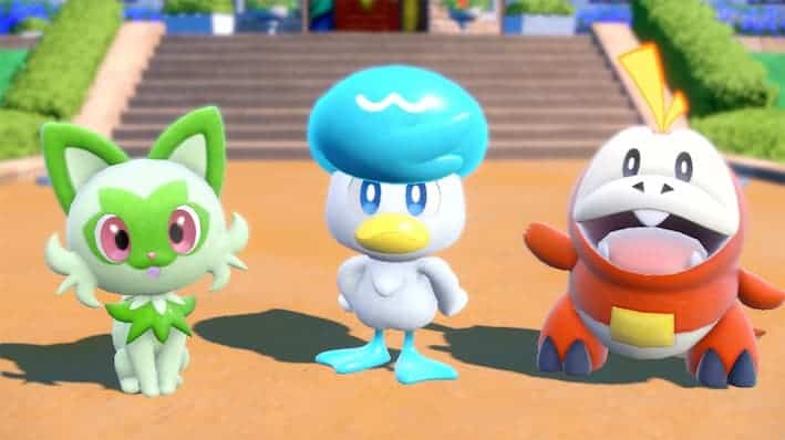 Pokemon Scarlet and Violet Starters Sprigatito, Quaxly and Fuecoco