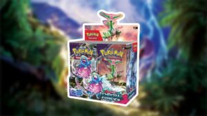 Pokémon TCG "Temporal Forces" expansion pack, already discounted a week before launch - A Booster Display box is in front of a decorative background.