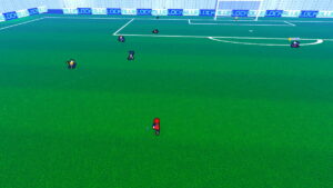 Roblox character playing football in Project Blue Lock.