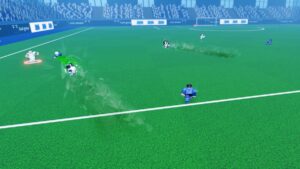 Image of the player during an intense football match in Project Egoist on Roblox.