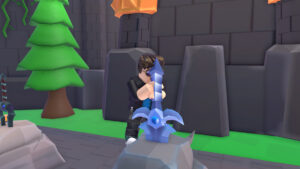 Image of the player pulling a sword from stone in Pull a Sword on Roblox.