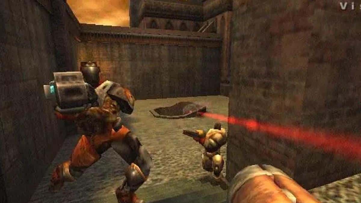 A screenshot of a video game featuring a man wielding a gun.