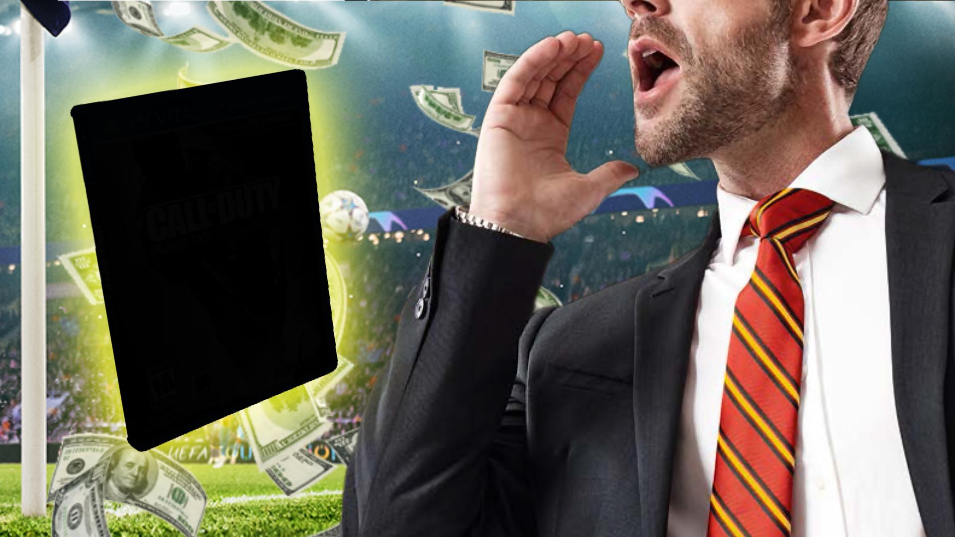 A Football Manager shouting at a game case