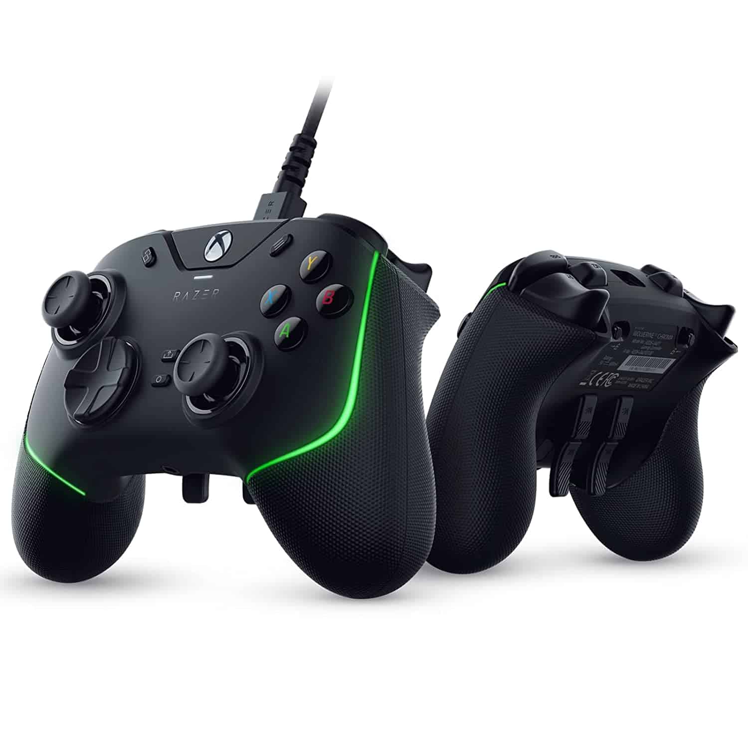 A green Xbox controller on a white background.