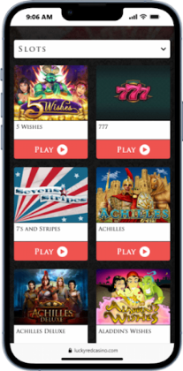 Games available at Lucky Red casino app