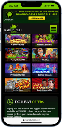 Games on the real money casino app raging bulls