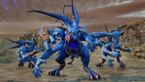 Realms of Ruin PS5: A group of blue monsters in a video game. Image captured by VideoGamer.