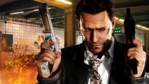 Max Payne in the subway holding two guns