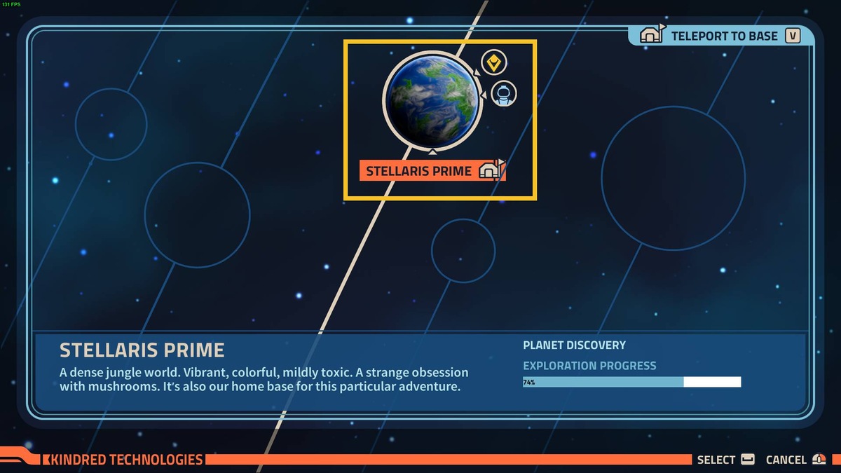 Revenge of the Savage Planet fast travel: planet select.