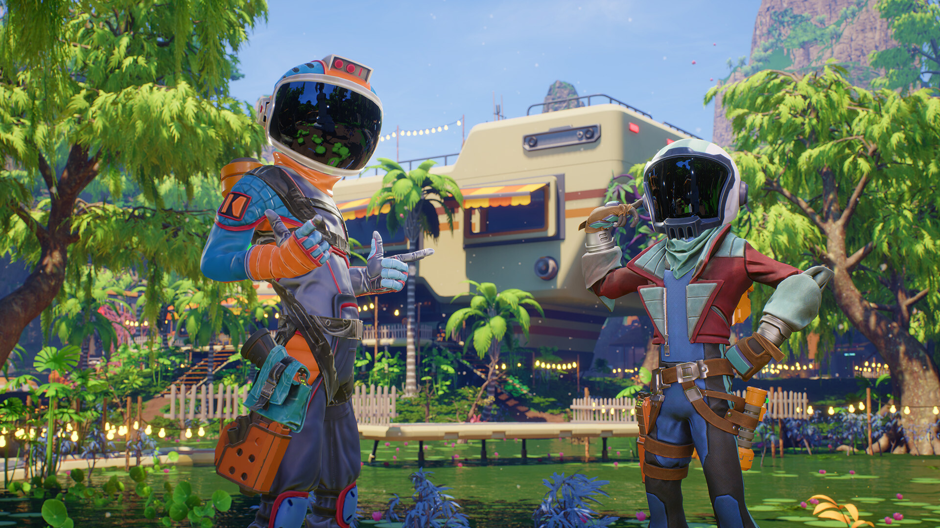 Revenge of the Savage Planet: two astronauts on a jungle planet.