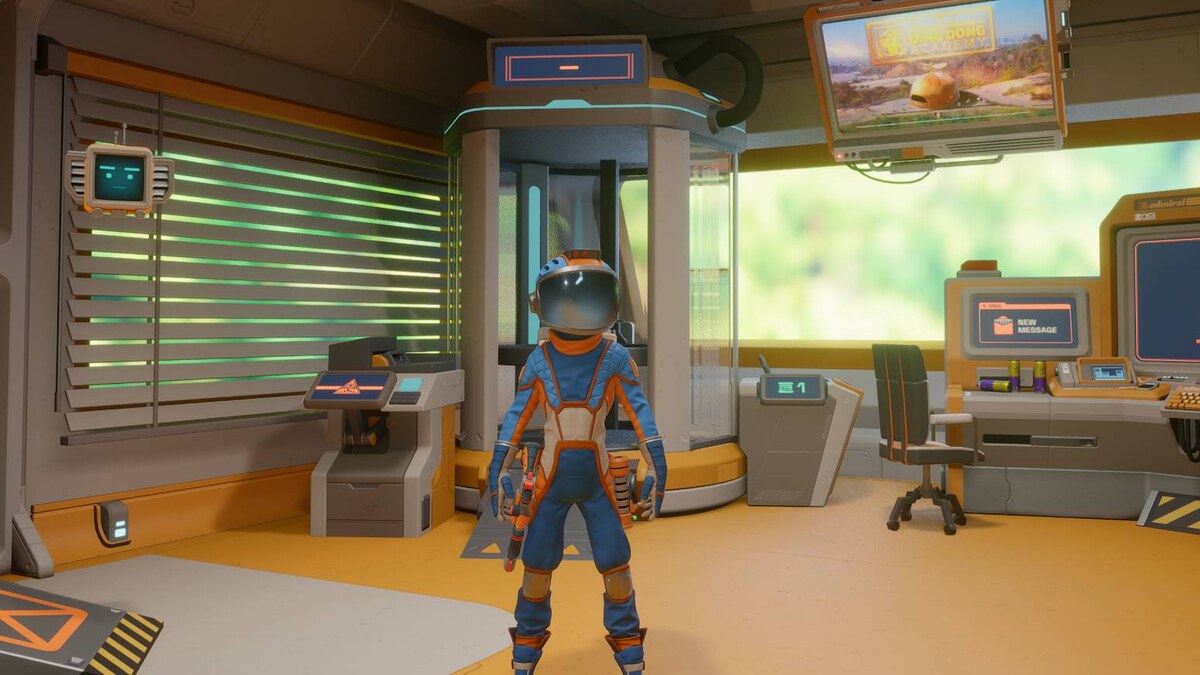 Revenge of the Savage Planet unlock upgrades: astronaut in a habitat base.