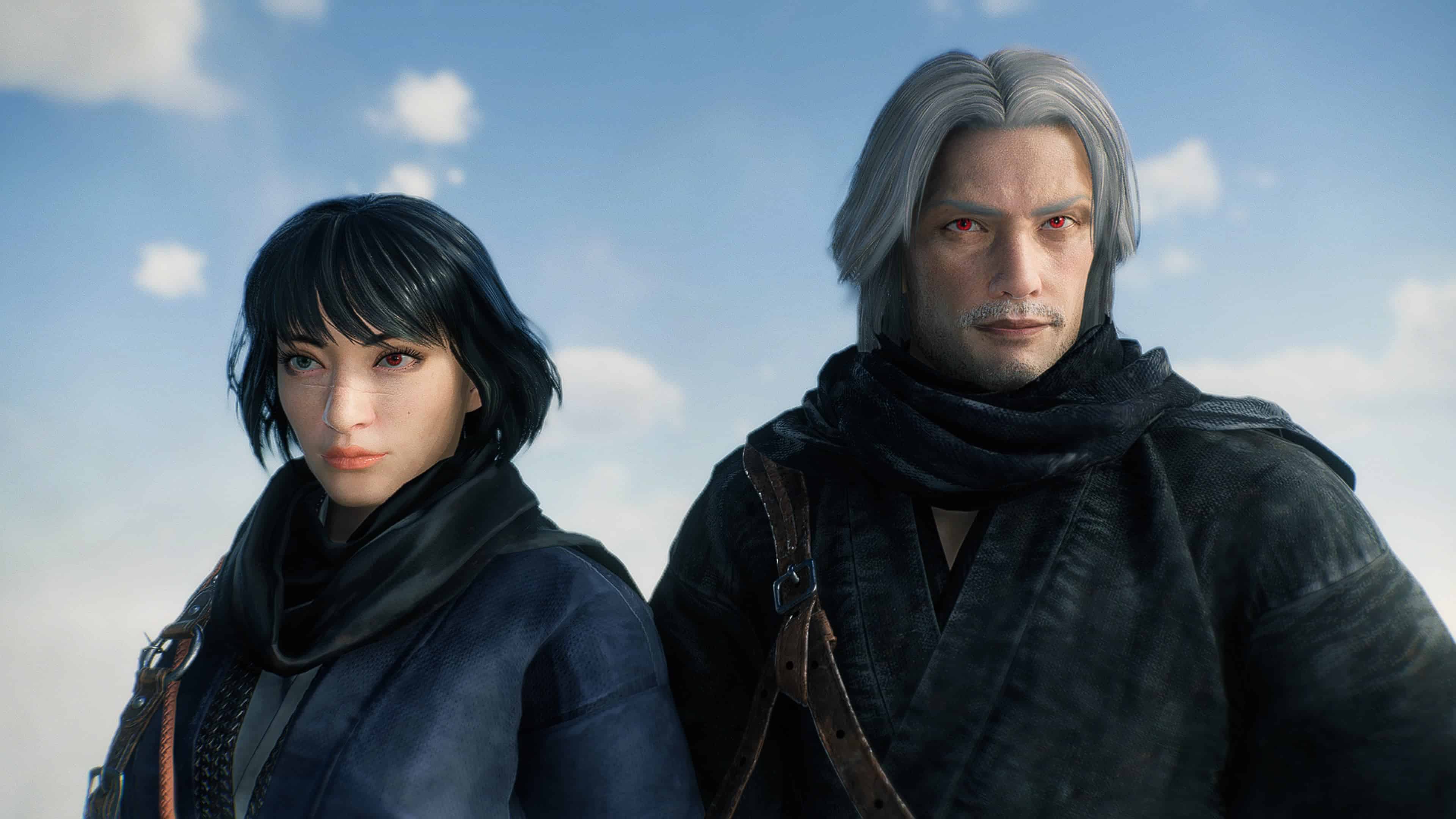 Best character creation codes in rise of the ronin: Dante and Lady shown side by side.