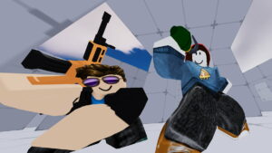 Image of the winning team of players in Rivals on Roblox.