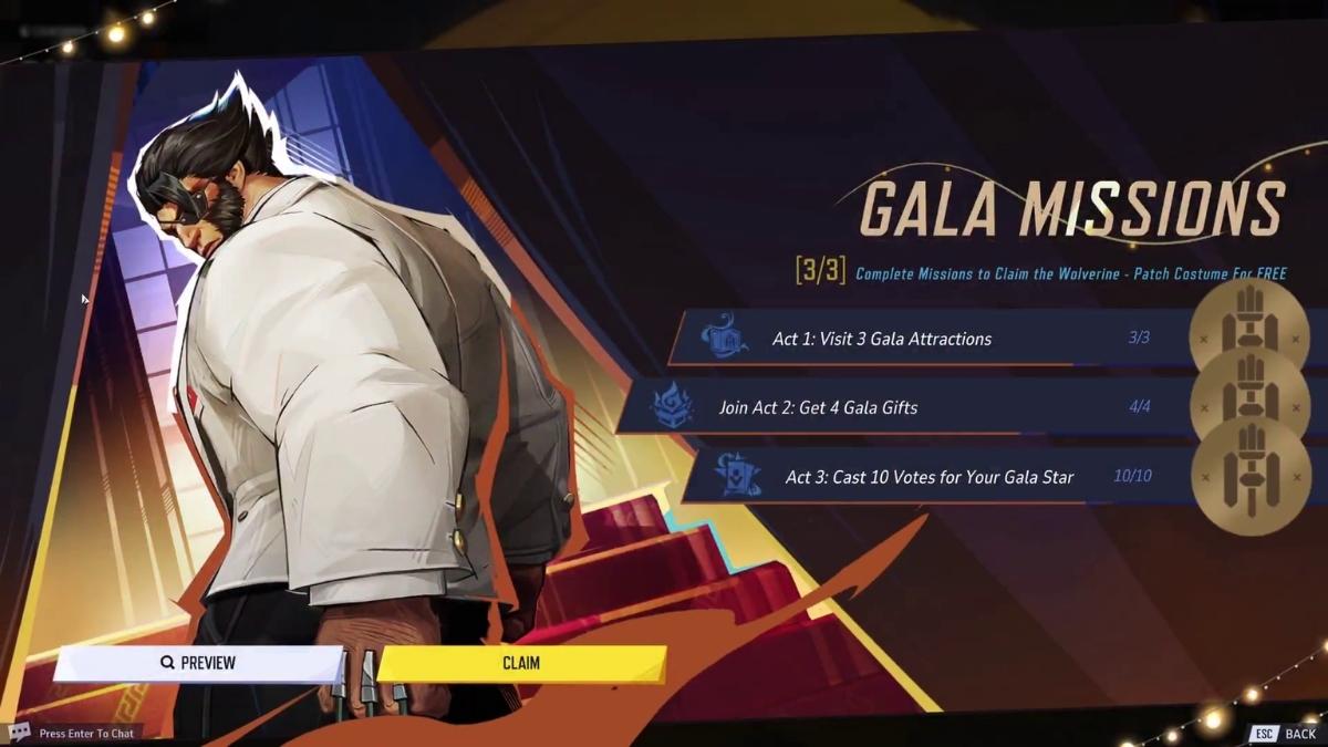 Wolverine Patch Costume claim Gala Missions in Marvel Rivals