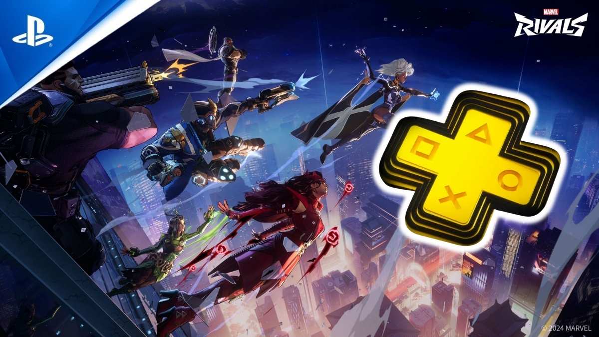 Marvel Rivals key art with PS Plus logo
