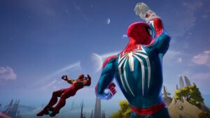 Spider-Man punching Iron Man in Marvel Rivals