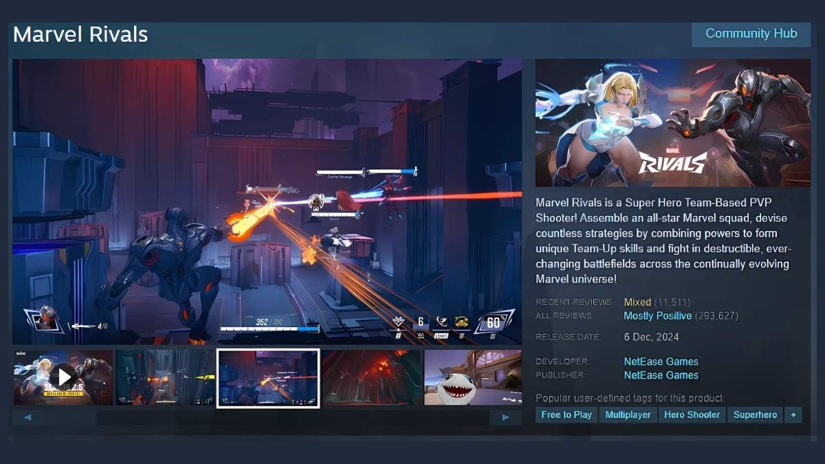 Marvel Rivals Steam page reviews