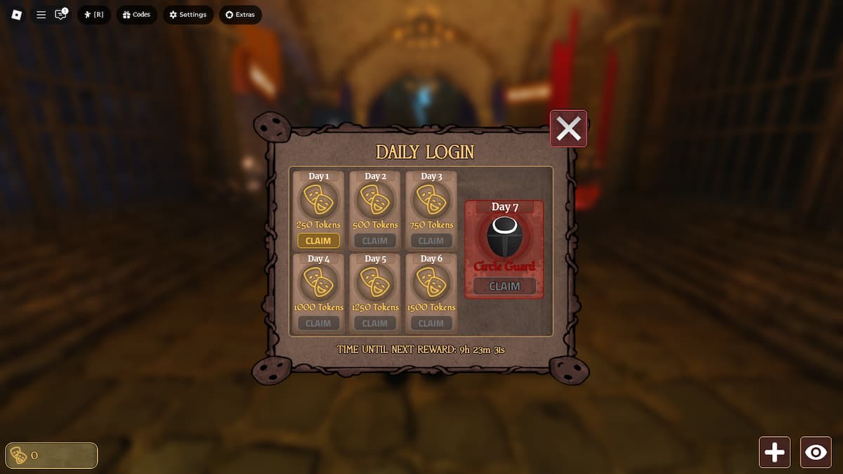Daily Login screen in Roblox Exiled.