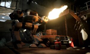 RoboCop: Rogue City screenshot shows a mech shooting.