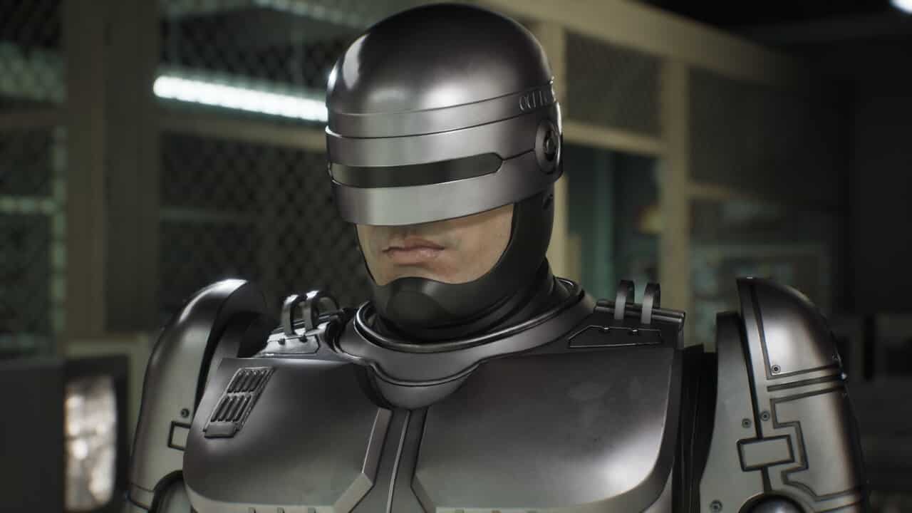 RoboCop: rogue city on nintendo switch - screenshow shows RoboCop looking stern