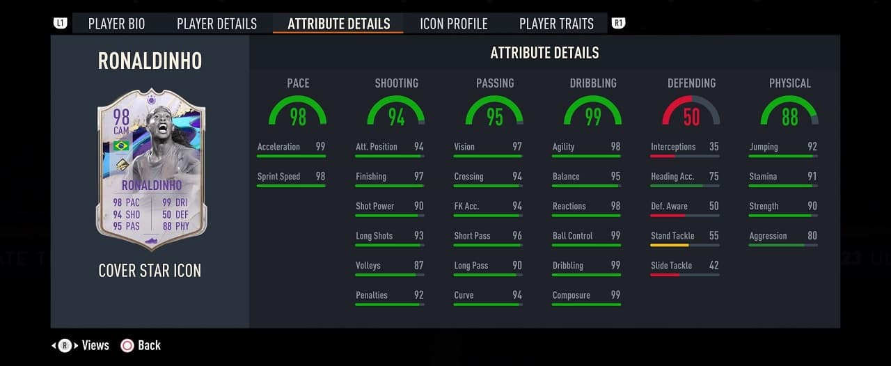 ronaldinho cover star icon sbc player profile fifa 23