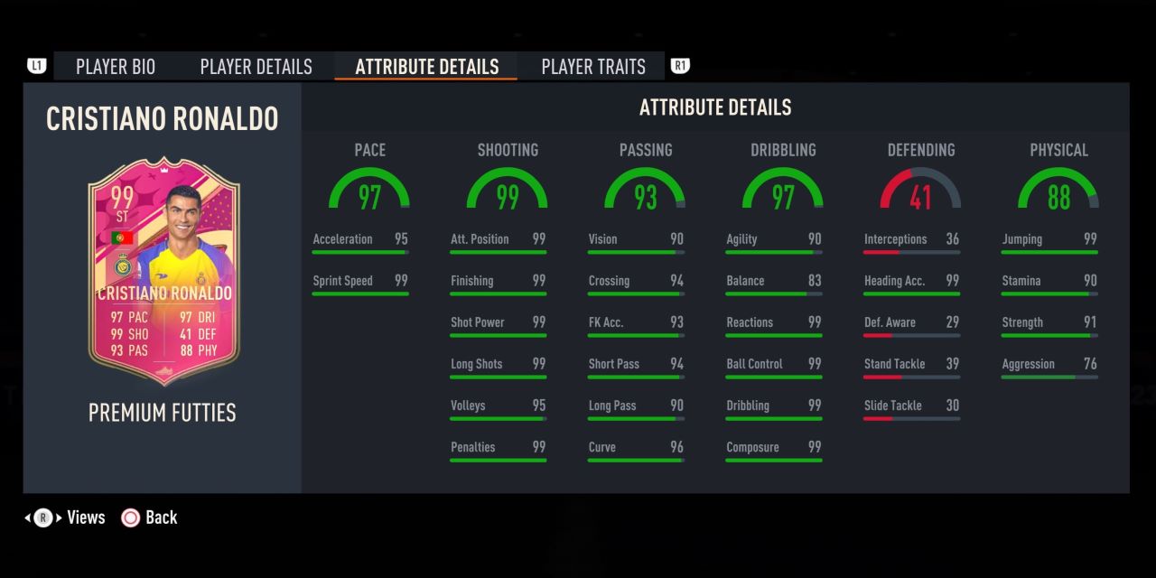 ronaldo premium futties player profile fifa 23